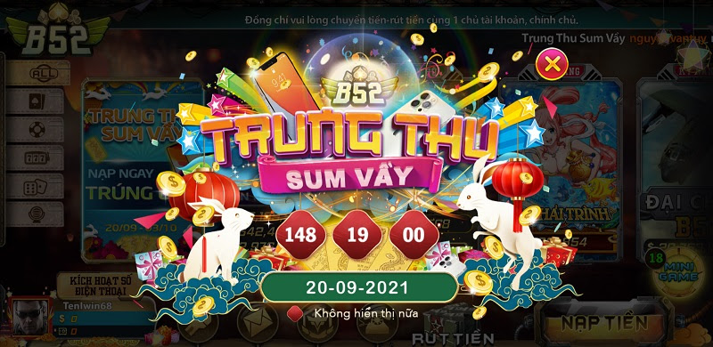 Các khuyến mãi, event tại cổng game bài B52.
