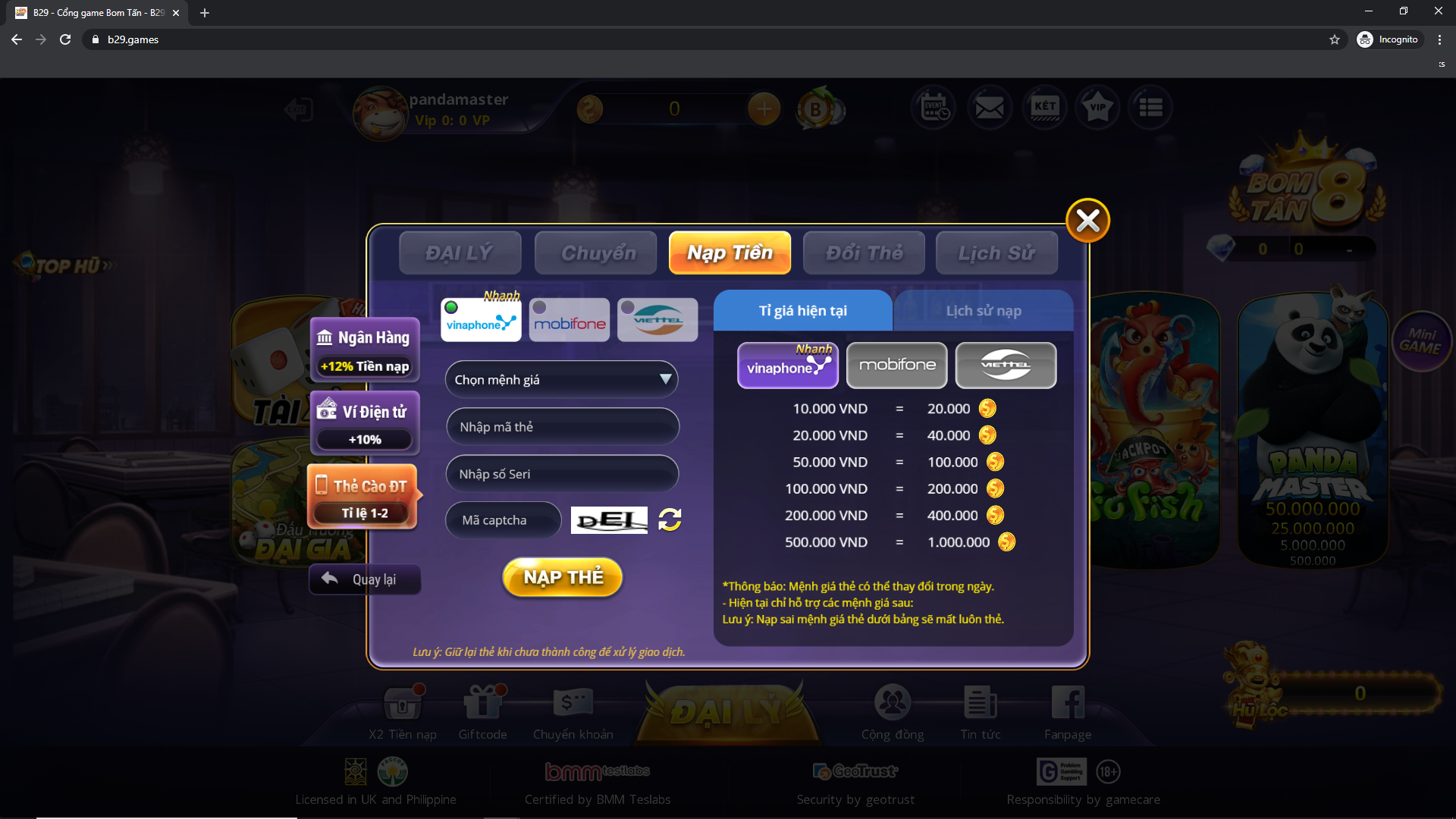 Cách nạp và rút tiền tại B29 vô cùng thuận lợi, dễ dàng