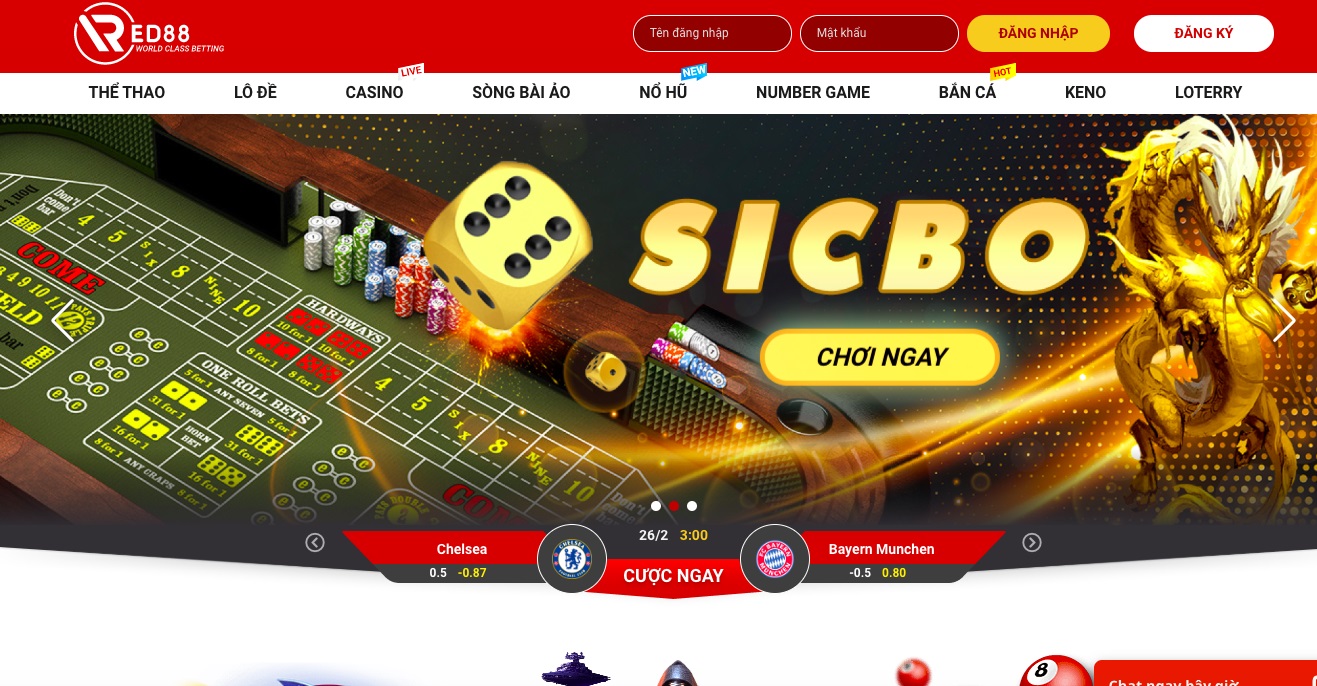 Đa dạng các sản phẩm cá cược tại nhà cái red88