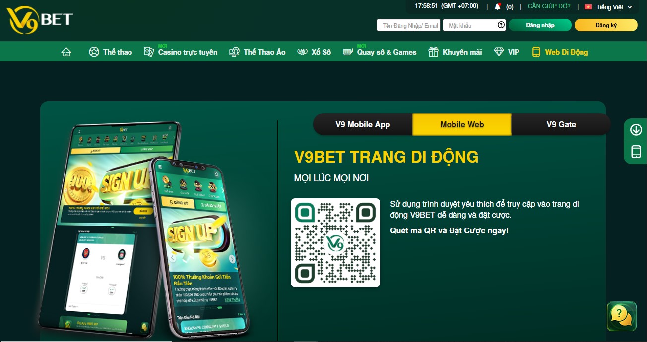 Tải V9BET cho di động