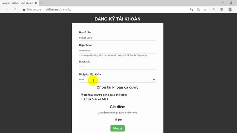 Đăng ký tài khoản mới dễ dàng