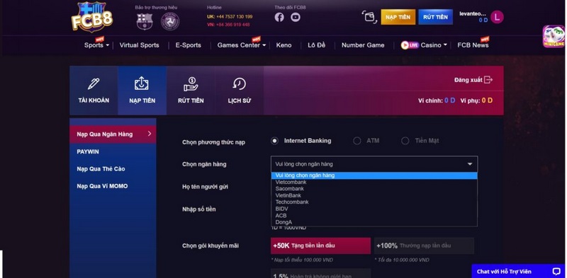 Nhiều hình thức nạp tiền linh hoạt cho anh em