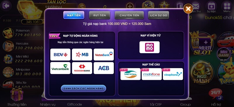 Gửi tiền thật từ bên ngoài vào tài khoản qua nhiều hình thức