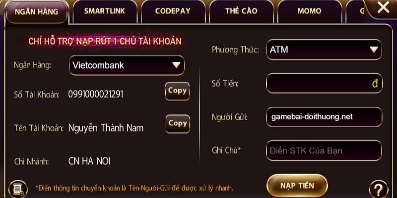Nạp tiền nhanh chóng, dễ thành công với 3 bước