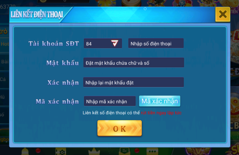 Đăng ký tài khoản cổng game đổi thưởng qua số điện thoại cực nhanh