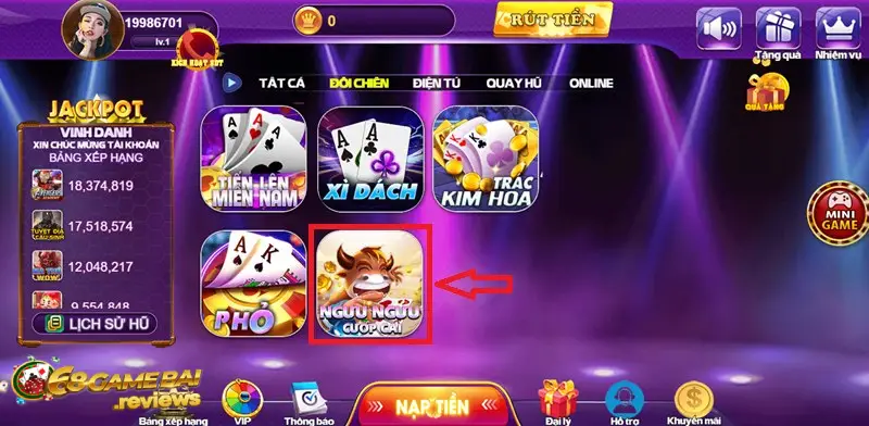 Nhấn chọn ngưu ngưu cướp cái 68 game bài và trải nghiệm