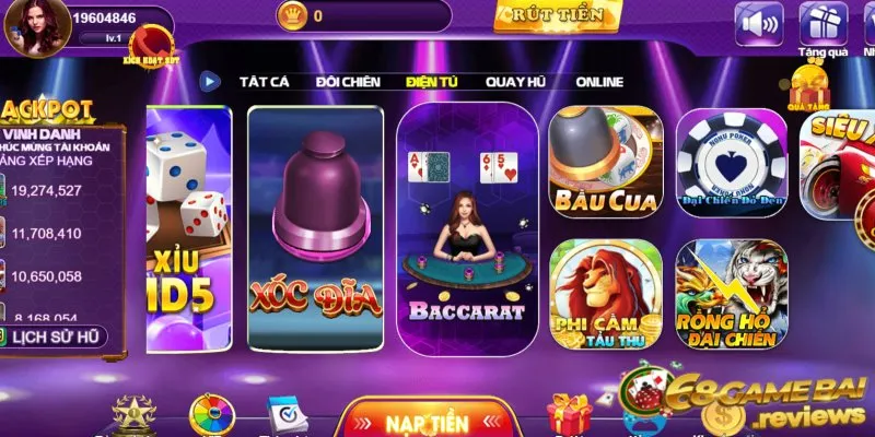 Rồng hổ đại chiến 68 game bài - game điện tử chất